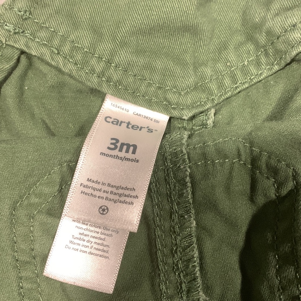 Carters green overalls size 3MO - Picture 5 of 6